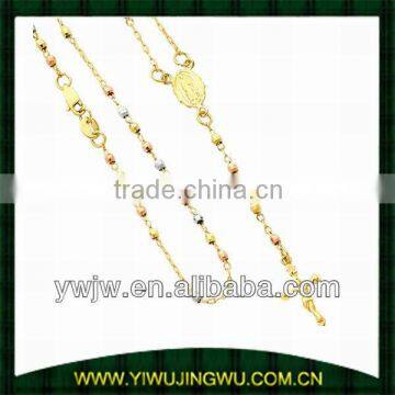 Gold Plated Jewelry Beads Our Lady Guadalupe Rosary Necklace(JW-G4012)