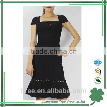 Boat neck dress women cap sleeve bandage a line fashion dress