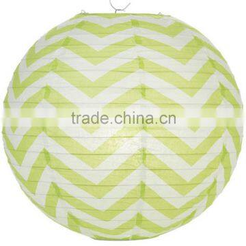 wholesale Light Lime and white Chevron Stripe Paper Lantern for Party Home & Wedding Decoration