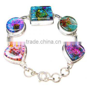 Dichroic Glass bracelet sterling silver bracelet Valentine jewelry Indian jewelry Wholesale semi precious jewelry