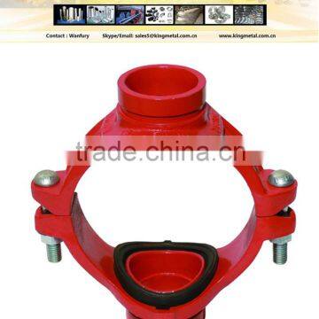 FM /UL Approved Ductile Iron Red Color Mechanical Grooved Cross