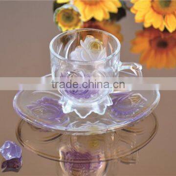 tea coffee drinking glass cup and saucer set