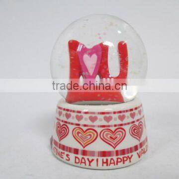 45mm snow global water ball with ceramic base and word inside