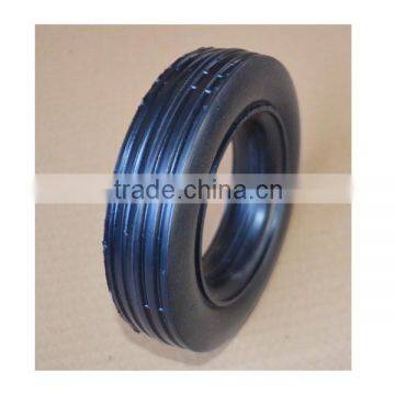 6x1.5 inch flat free rubber tire with rib tread for mail van wheel