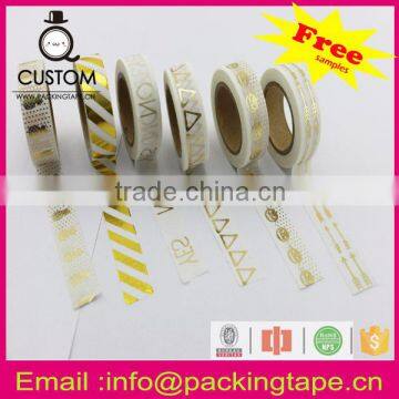 Own logo self adhesive colored gold washi copper foil tape