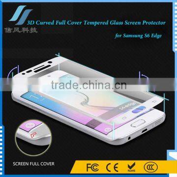 White 3D Curved Full Cover Tempered Glass Screen Protector for Samsung S6 Edge