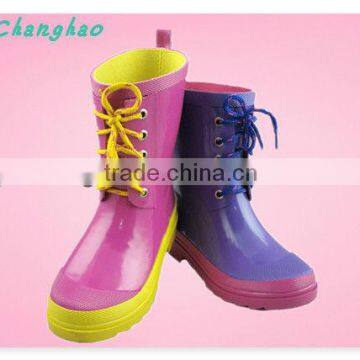 Fushia and purple lace-up sexy rain boots cowboy style 2013