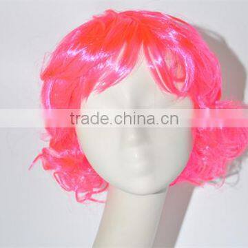 Cheap Fluorescent Colors Wigs Short Kinky Curls Wig Synthetic Costume Wig N269