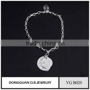 Fashion wholesale ROCK jewelry cheap price letter bracelet 925 silver bracelet