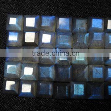 Faceted Square Cut Labradorite Gemstone Cabochon 6x6mm With Nice Blue Flahsy Color