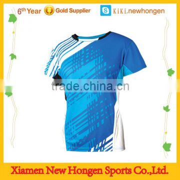 full sublimation custom women striped badminton sports jersey slim fit