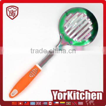 Top selling Non-stick TPR handle Titanize kitchen slotted skimmer spoon