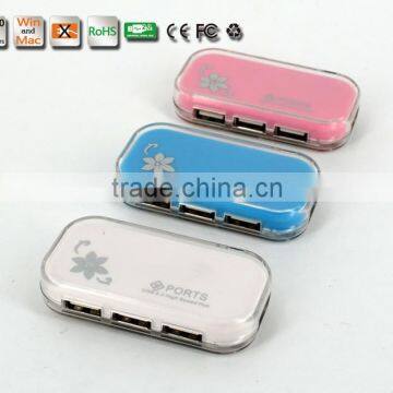 Good quality 4 port usb 2.0 hub with LED Indicator [white,blue and pink]