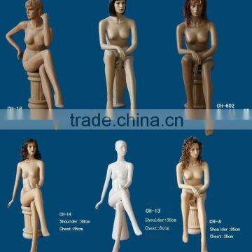 lifelike female sitting mannequin for apparel display