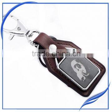 Promotion religious car leather keychain with logo