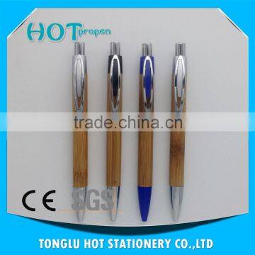 bamboo ball pen , ECO friendly pen with metal clip and chrome tip