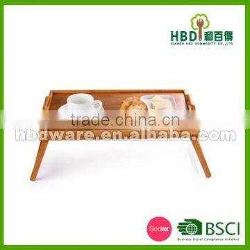 Bamboo Wood Bed Computer Table Trau With Foldable Leg photo-3