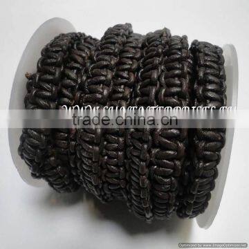 Braided Leather Round Braided Leather Cord 1,5 mm Natural photo-2