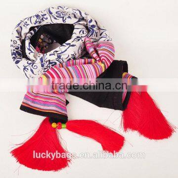 Luckybags hot selling scarf Chinese style scarf newest fashion ladies scarf ethnic embroidery scarf