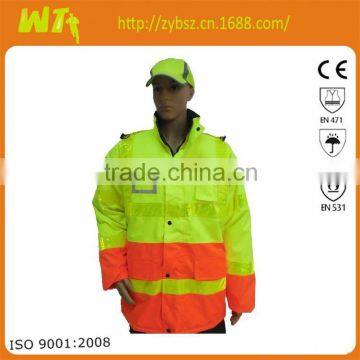 hi vis hot sale 100% polyester waterproof winter reflective working jacket parka