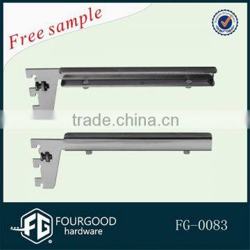 Chrome finished glass/wood floating wall shelf bracket