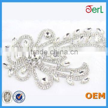 Silver Bowknot Cystal Rhinestone Patches Sewed on Garment