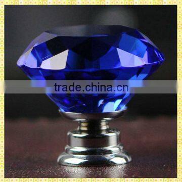 Cheap Diamond Blue Glass Furniture Puller For Cabinet Decoration