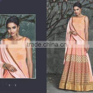 Superb Peach Silk Designer Anarkali Suit/wholesale anarkali suit in India