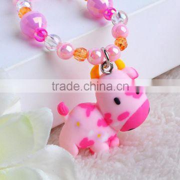 kids pink cow necklace children bracelet artificial finger rings ornament for girls