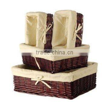 willow storage basket,set of 4.with the cloth lining