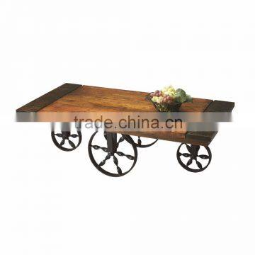 Rolling Cart Coffee Table,Industrial coffee table