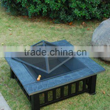 Outsunny 32" Square Outdoor Metal Fire Pit Table