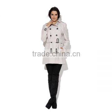 PRETTY STEPS 2015 Elegant Utterly Classic Flattering Waist Tie Double-breasted Front Women's Winter Trench Coat