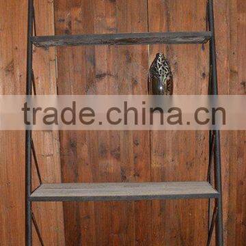 solid wood and iron wall shelf