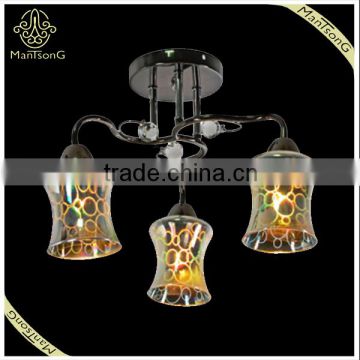 High Quality 3 Lights Glass Material Ceiling Light Hotel Decorative Ceiling Light Fixture