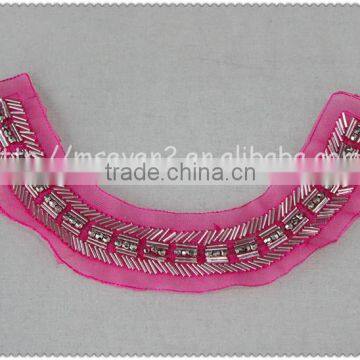 2016 New Design Handmade Red Net Fabric Beaded Collar, Crystal Tube Round Beads Collar photo-5