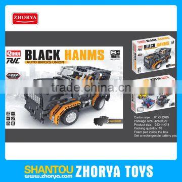 497pcs Hot selling building block rc car for sale EN71 EN62115 ASTM HR4040 black hanms Building blocks remote control stunt car