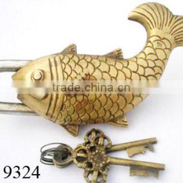 Indian Antique Design Brass Fish Locks