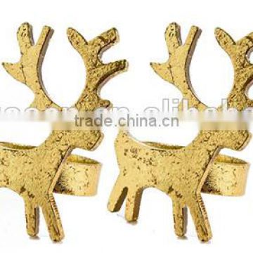 Personalized Handmade Color Painted Decorative Poly Resin Reindeer Napkin Rings Set