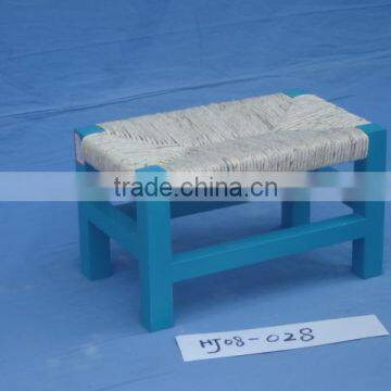 Blue Solid Wooden Children Chair Rush Seat