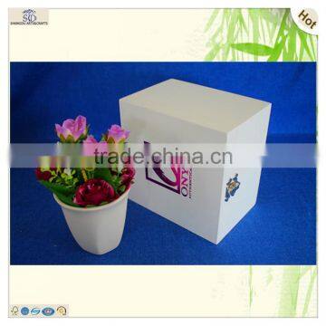 Gift Painted Square Lock Paulownia Wooden Box photo-5