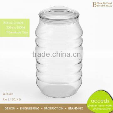 Hand Blown Ti-Borosilicate Glass Honey Bee Storage Jar photo-3