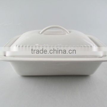 Stocklot white ceramic cookware ,soup tureen with lid