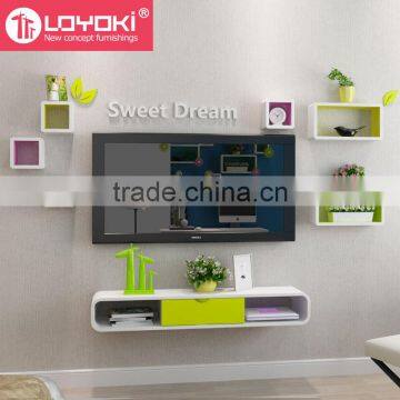 New Design Wall Shelf Wall Organizer Eco-friendly MDF Wood Colonel With Drawer Wall Mount TV Console photo-4