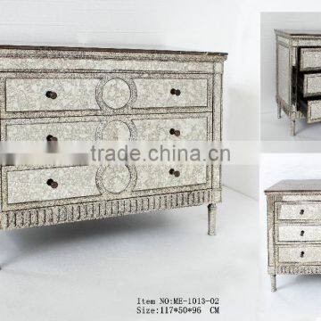 3 Drawers Living Room Furniture Solid Wood With Antique Mirror Cabinet photo-4