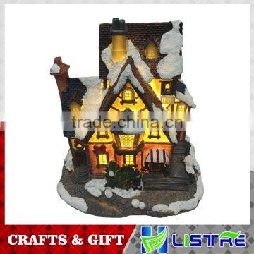 Resin Lighted Christmas Decoration House With Music photo-4