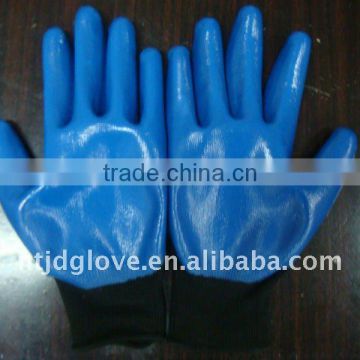 Welding gloves . 13G black nylon with blue nitirle smooths finish coating , Nitirle working safety gloves