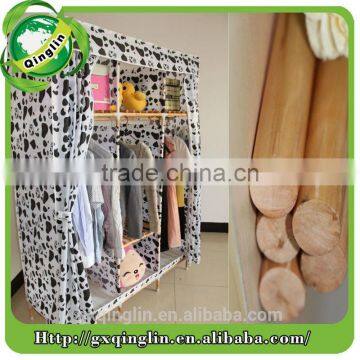 Solid Wood Simple Folding Oxford Fabric Wooden Clothes Wardrobe photo-4
