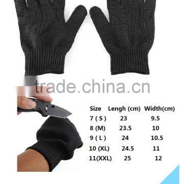 Black Stainless Steel Wire Safety Works Anti-Slash Cut Resistance Gloves