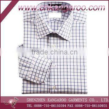 Classic plaids regular fit cut non-iron long sleeves fused collar mens dress shirt